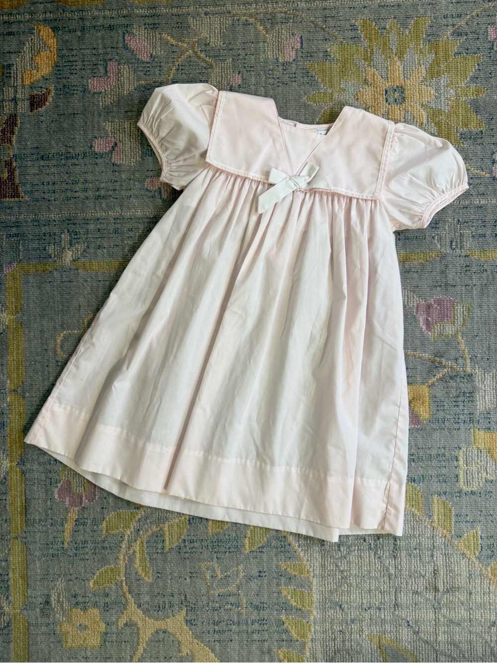 Girls Bébé Mignon 4T Pink Portrait Dress Sailor Collar Bow Heirloom Vintage